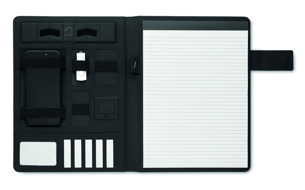 Logotrade reklaamtoote foto: BURGUS A4 kaust ja juhtmevaba laadija